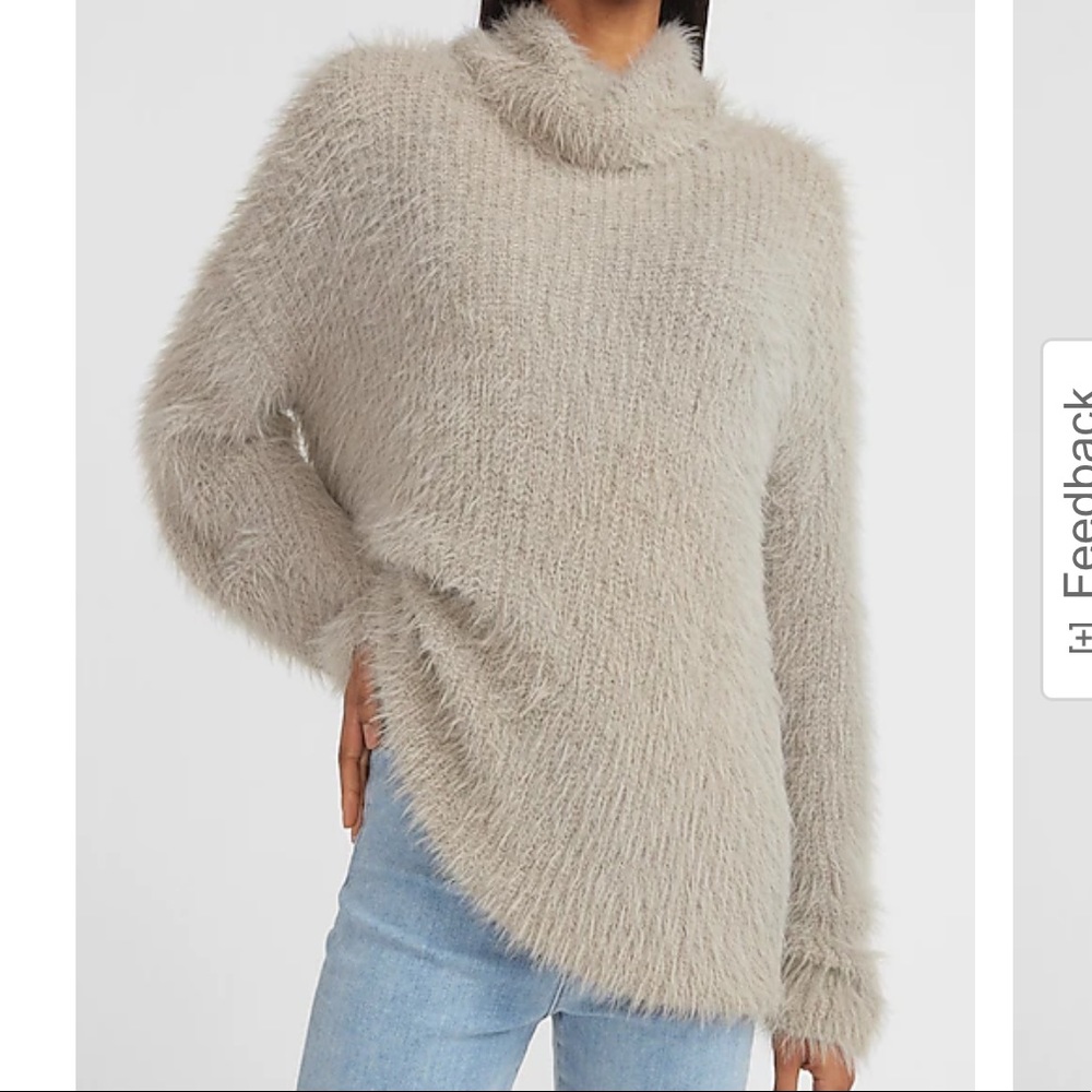NWT: Express Fuzzy Faux Fur Cowl Neck Sweater